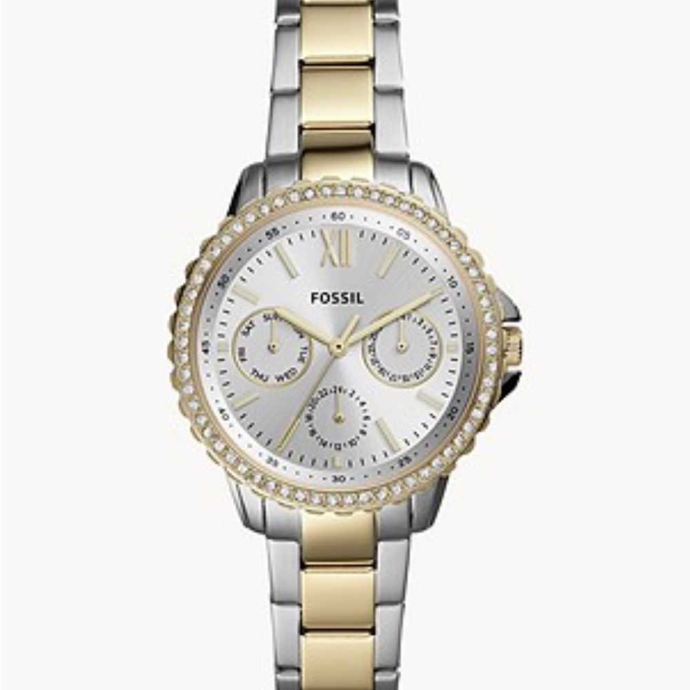 Fossil “Izzy” Multifunction Two Tone Stainless Steel Watch